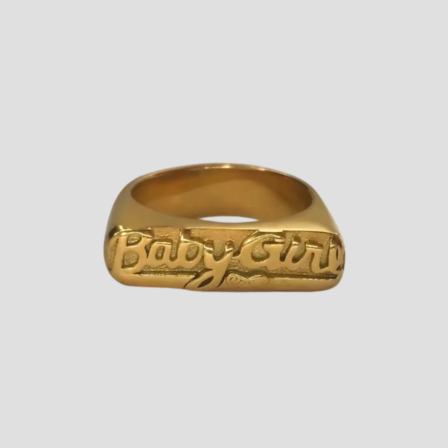 'Baby Girl' 18k Gold Nameplate Ring
