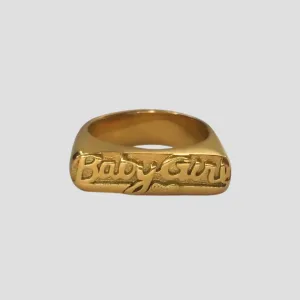 'Baby Girl' 18k Gold Nameplate Ring