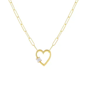 Baguette Heart Toggle Oval Link Necklace