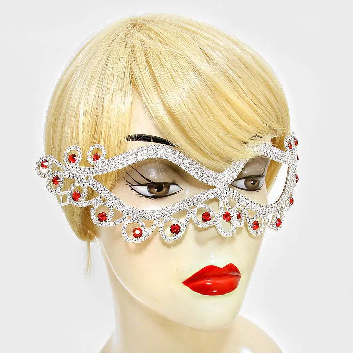 Bahati Swirl Filigree Cat Eye Red Masquerade Mask