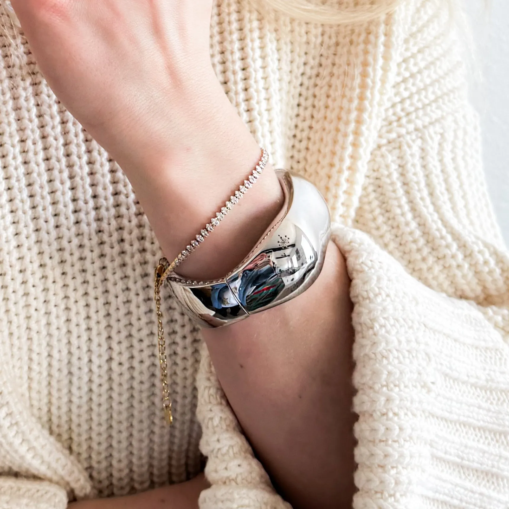 Banks Chunky Silver Irregular Bangle