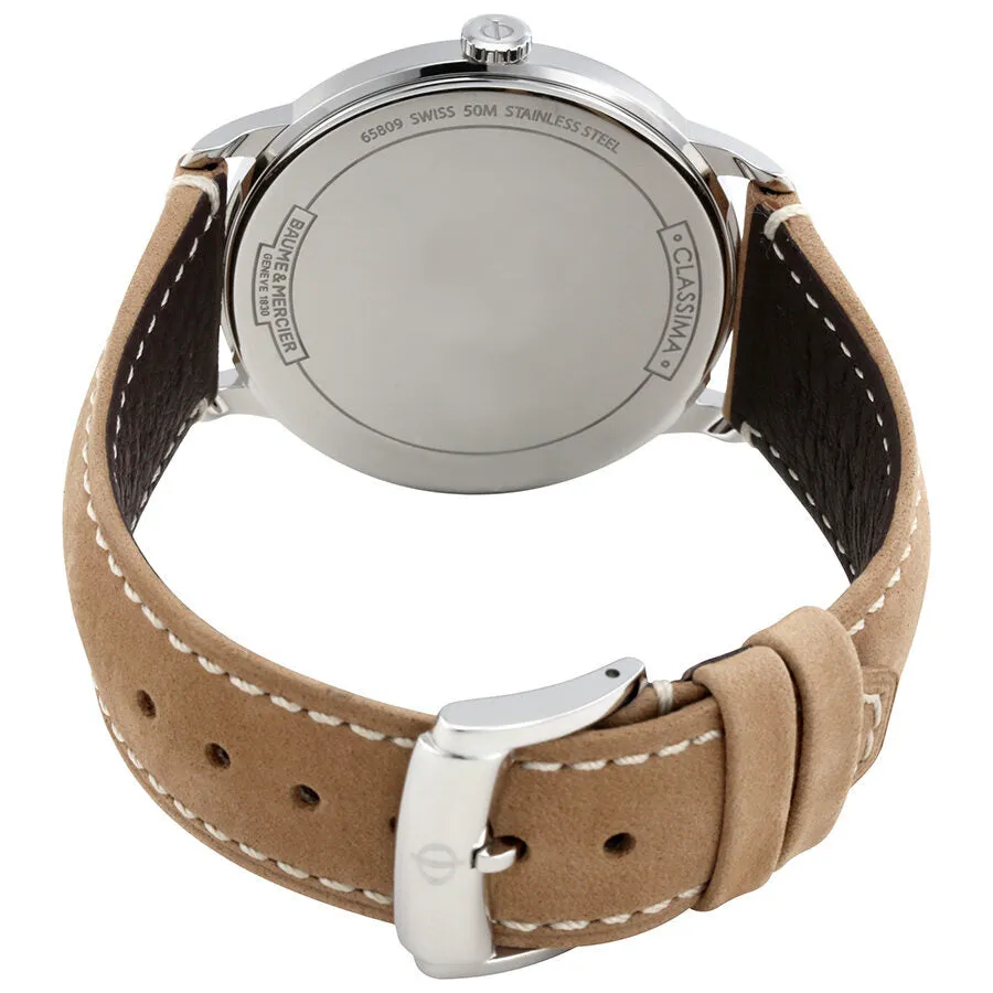 Baume et Mercier Classima Blue Dial Brown Leather 40mm Men's Watch 10385