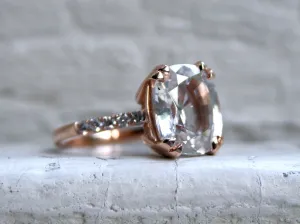 Beautiful Pave Diamond and Zircon Ring in 14K Rose Gold.
