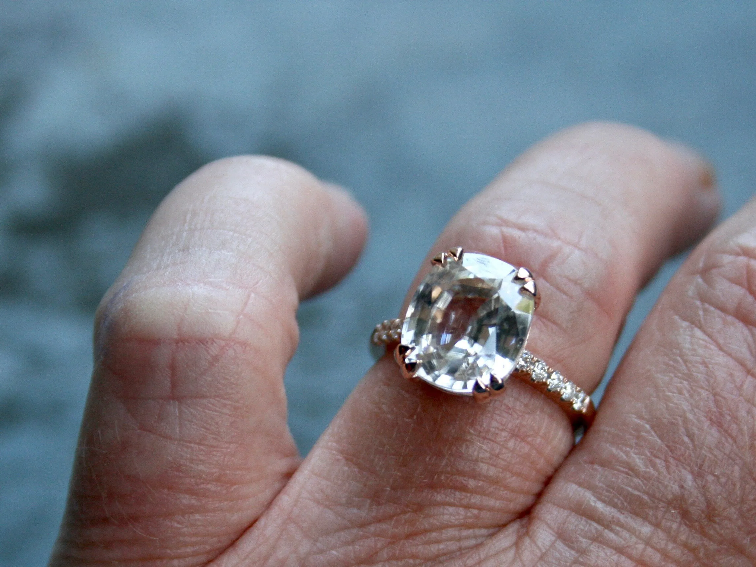 Beautiful Pave Diamond and Zircon Ring in 14K Rose Gold.