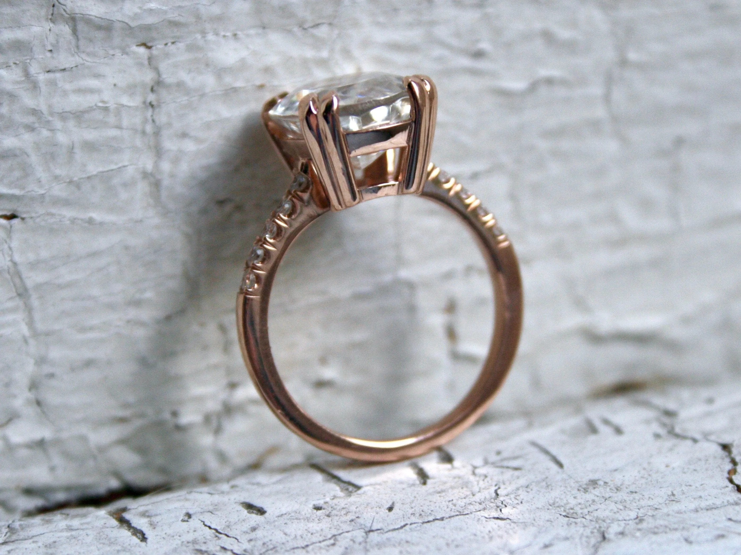 Beautiful Pave Diamond and Zircon Ring in 14K Rose Gold.