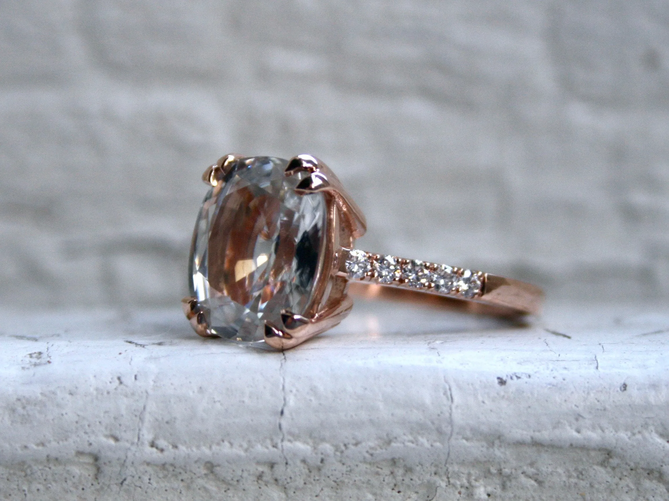 Beautiful Pave Diamond and Zircon Ring in 14K Rose Gold.