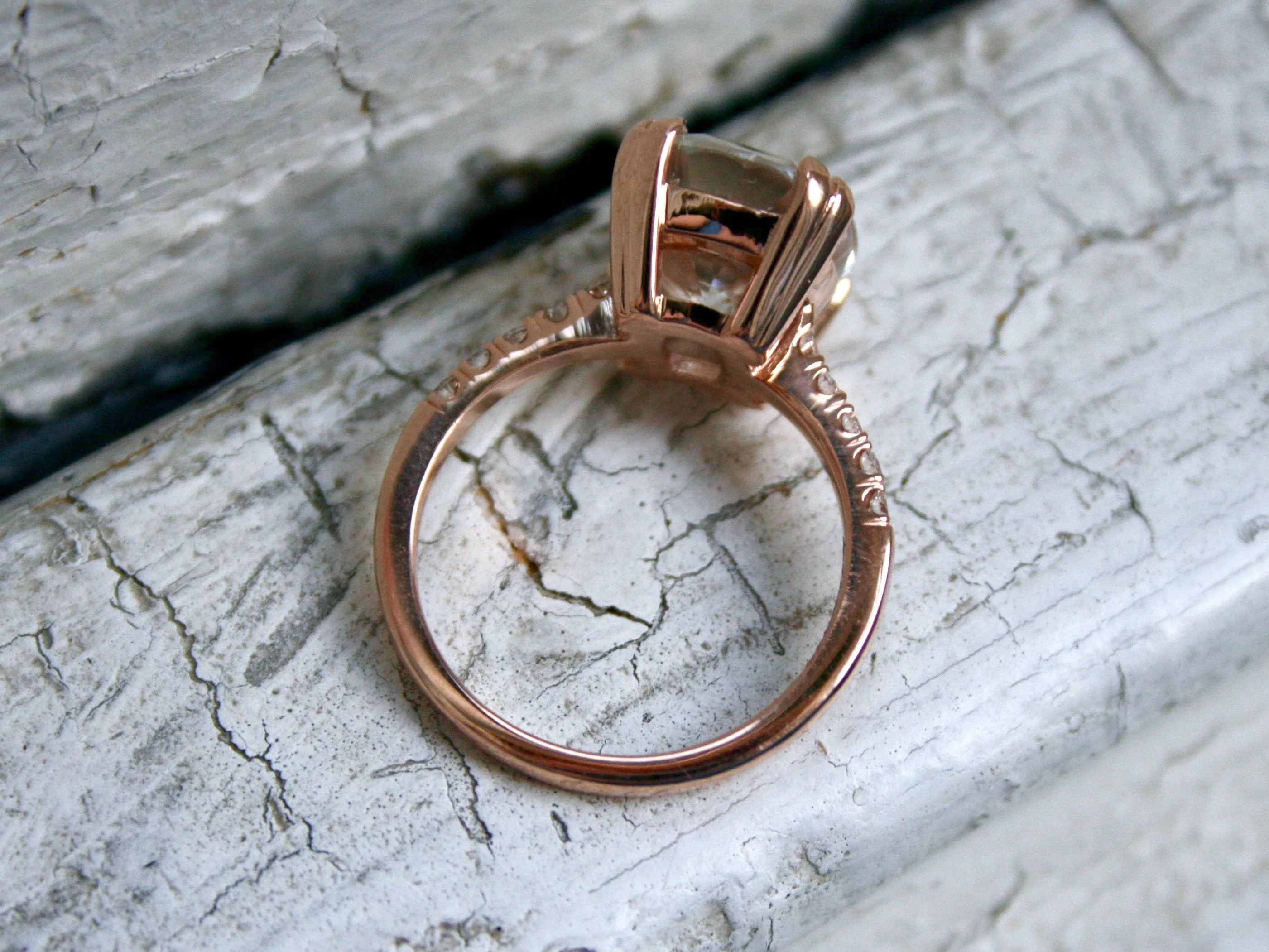 Beautiful Pave Diamond and Zircon Ring in 14K Rose Gold.