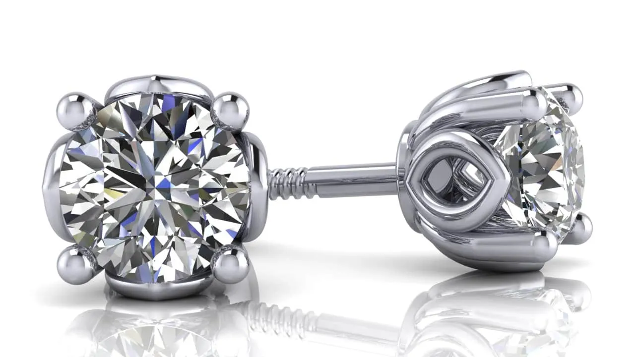 Beautiful Tulip Diamond Stud Earrings with 1.00 ct.(finished) 5mm