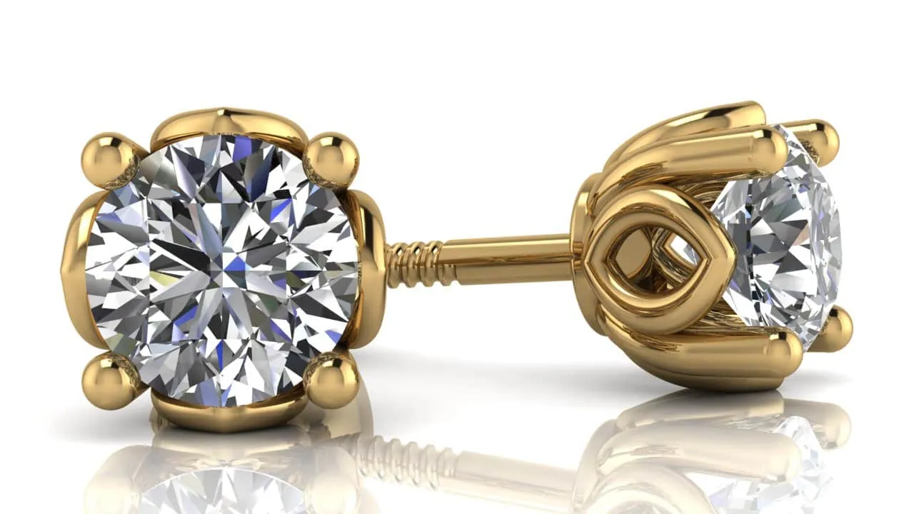 Beautiful Tulip Lab-Grown Diamond Stud Earrings with 0.76 ct.(finished) 4.6mm