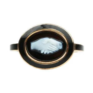 Bell & Bird Black Enamel Fede Cameo Ring