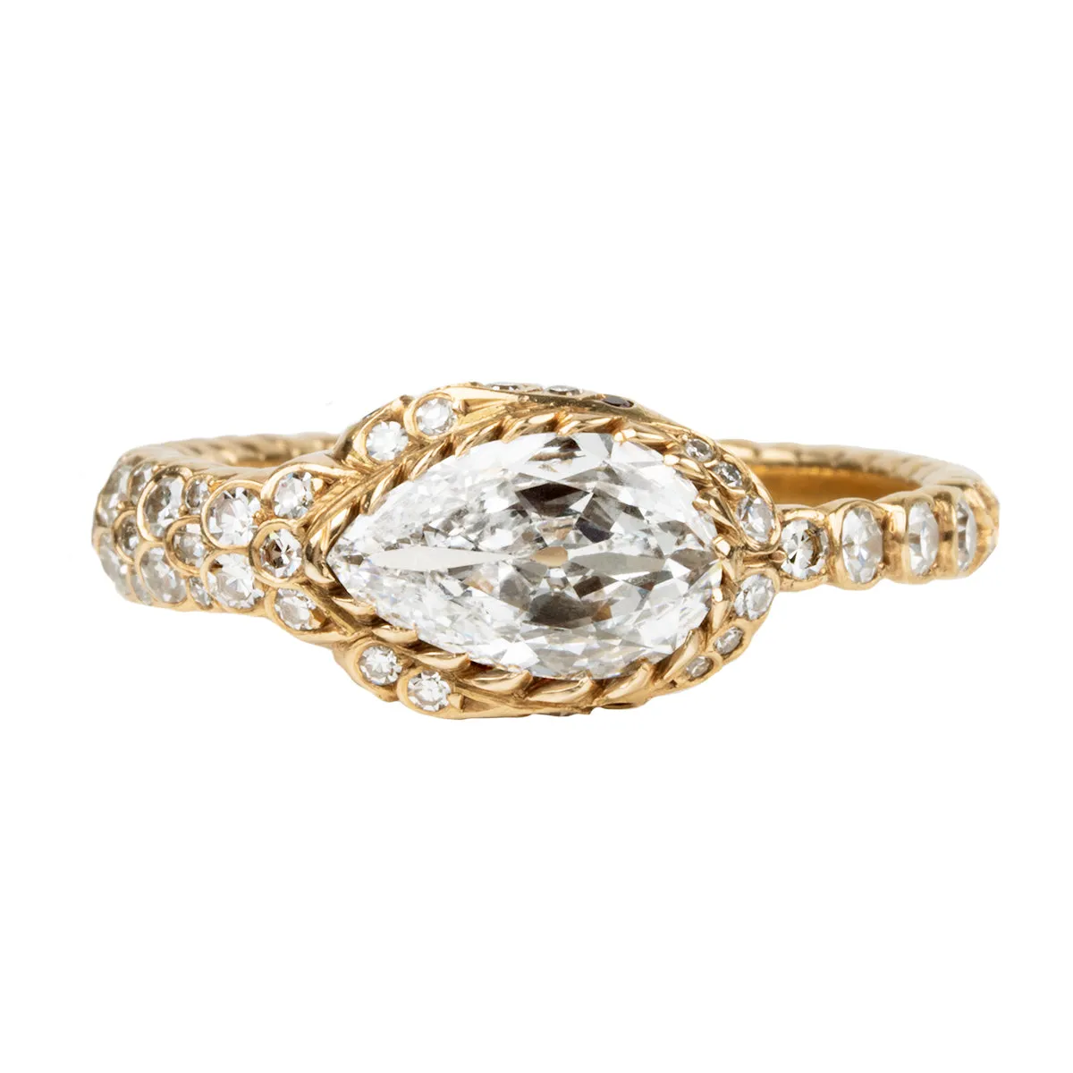 Bell & Bird Pear Shaped Diamond Ouroboros Snake Ring