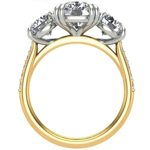 Ben Garelick "The Meghan" Three Stone Cushion & Round Cut Engagement Ring