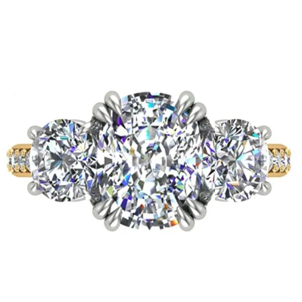 Ben Garelick "The Meghan" Three Stone Cushion & Round Cut Engagement Ring