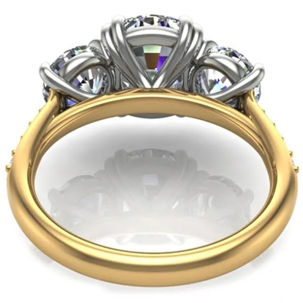Ben Garelick "The Meghan" Three Stone Cushion & Round Cut Engagement Ring