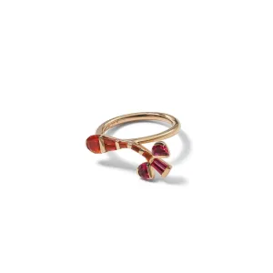 Bent Crocus Ring - Fire Opal & Rubellite