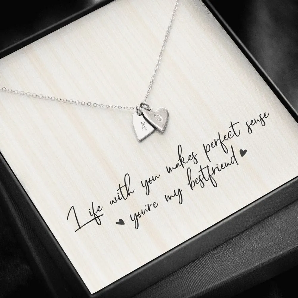 Best Friends Heart Charm Necklace