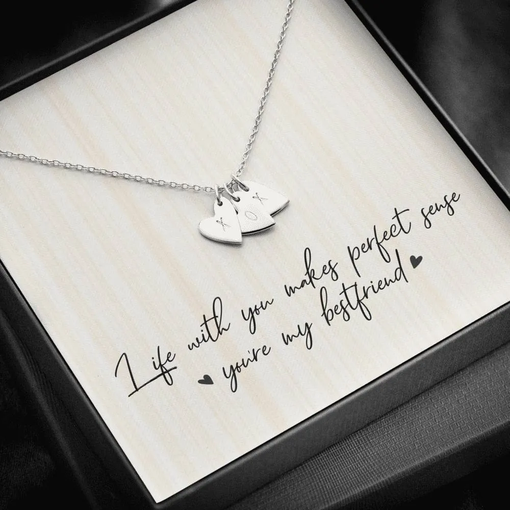 Best Friends Heart Charm Necklace