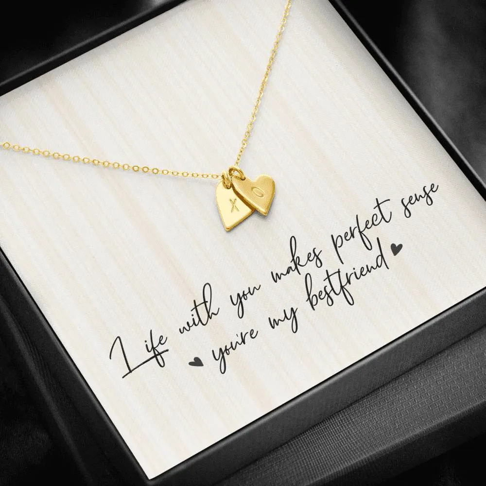 Best Friends Heart Charm Necklace