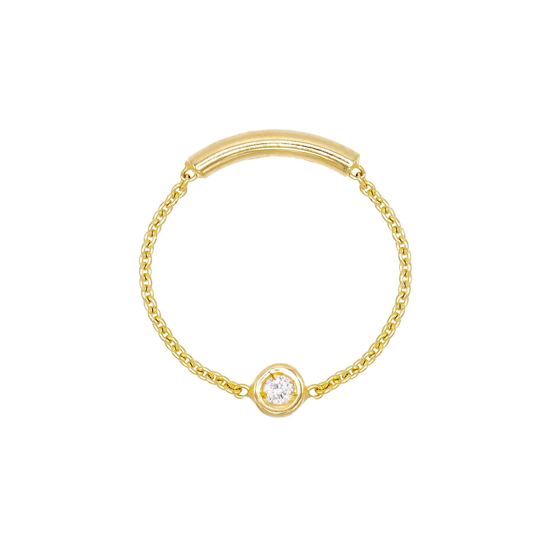 Bezel Chain Ring 14K