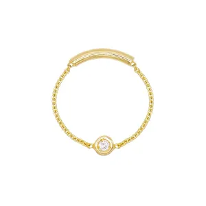 Bezel Chain Ring 14K