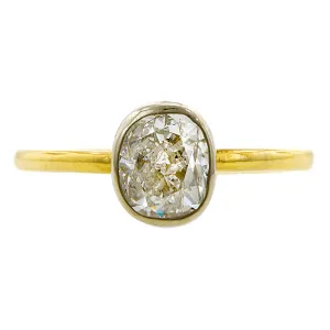 Bezel Set Solitaire Engagement Ring, Cushion 1.02ct