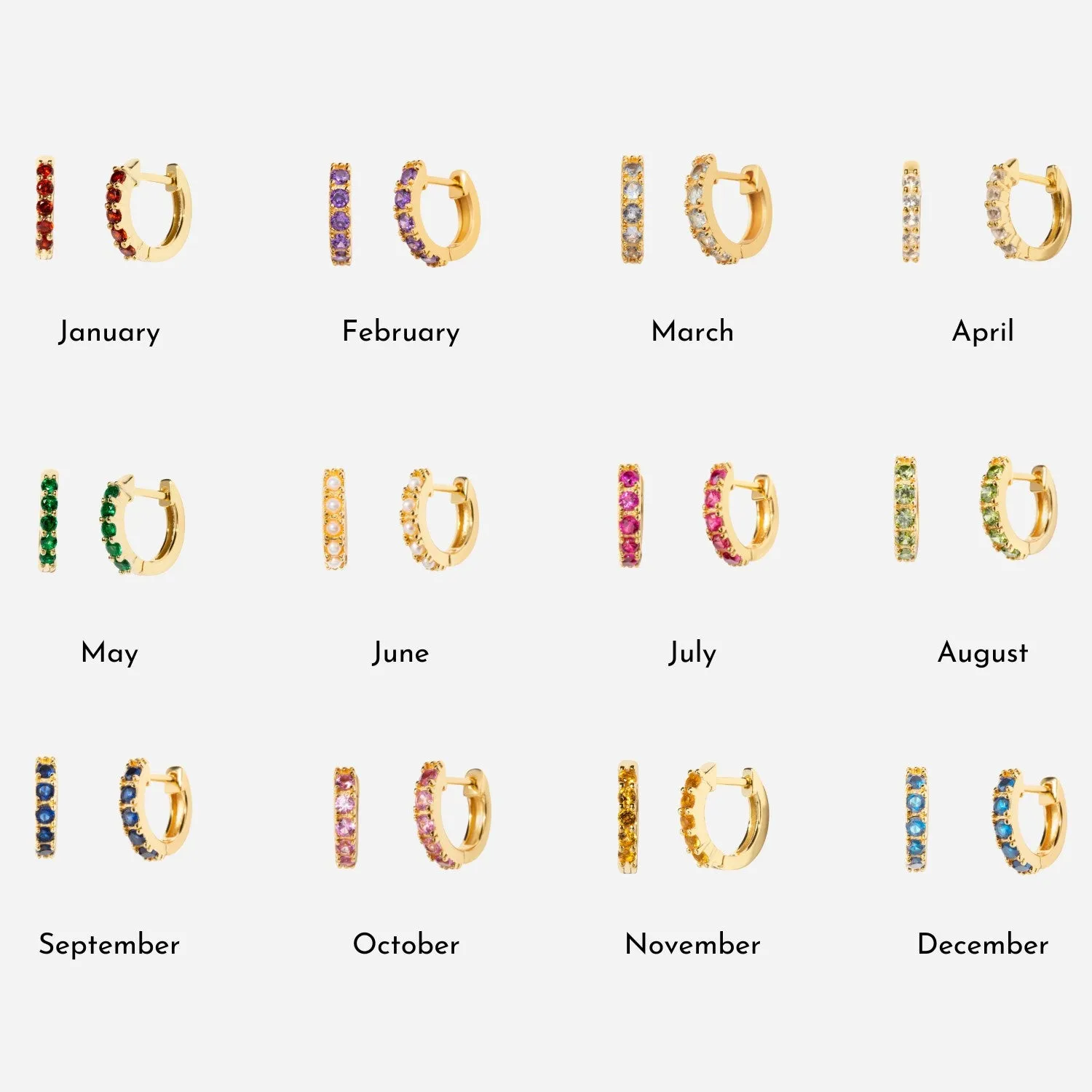 Birthstone Huggies - July