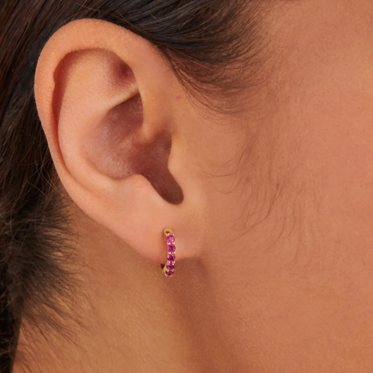 Birthstone Huggies - July