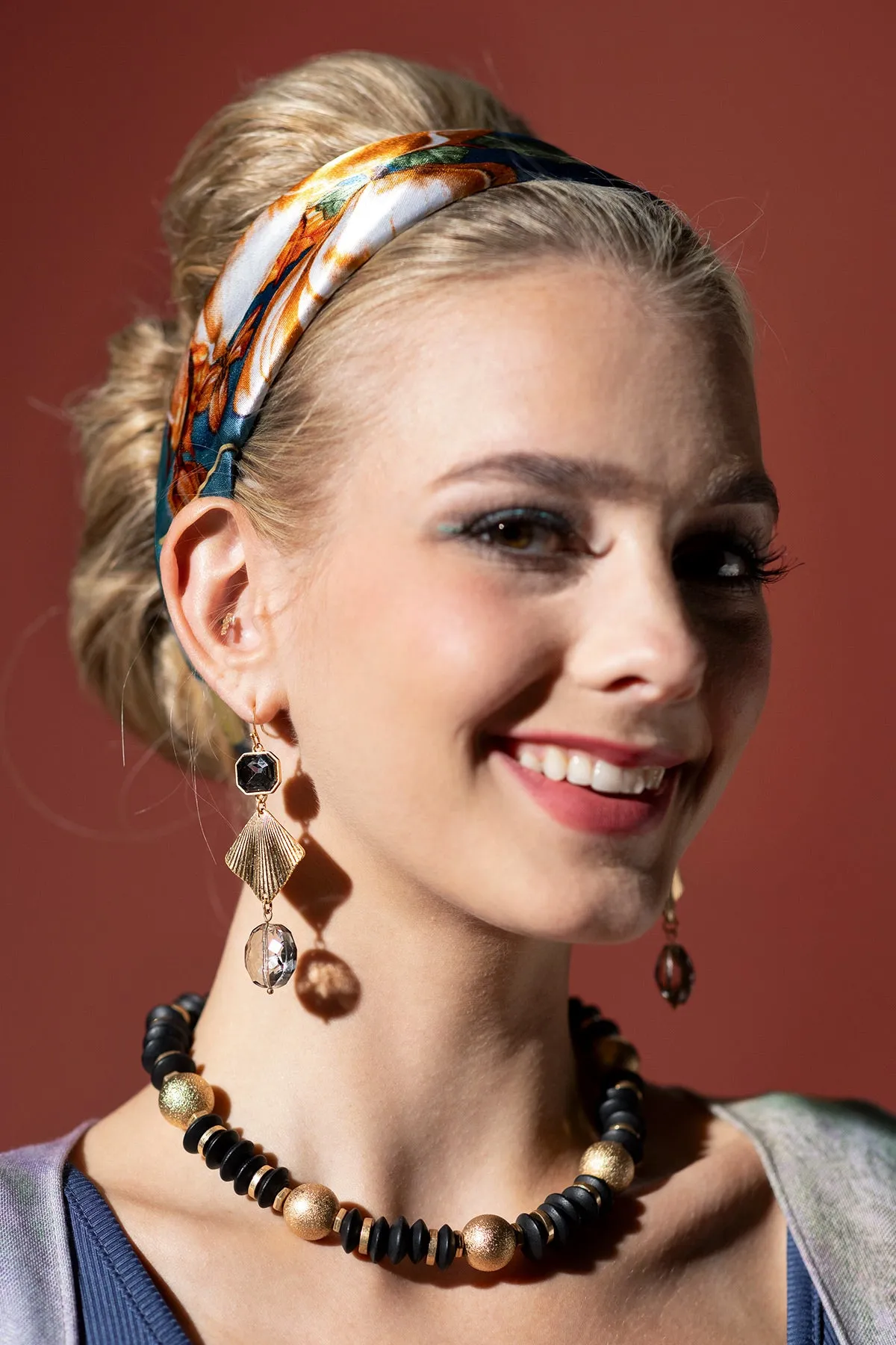 Black and Gold Geometric Earrings