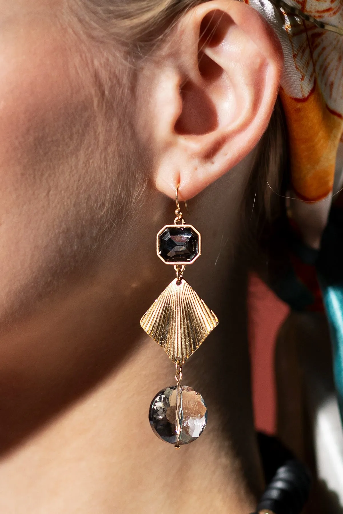 Black and Gold Geometric Earrings
