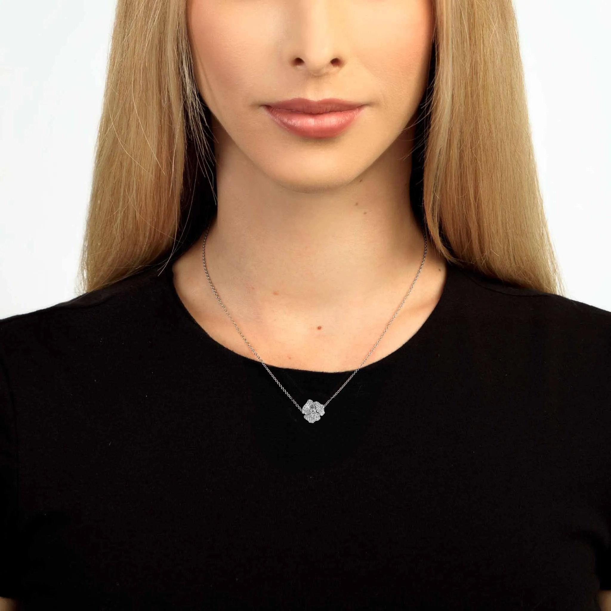 Bloom Mini Flower White Diamond Necklace