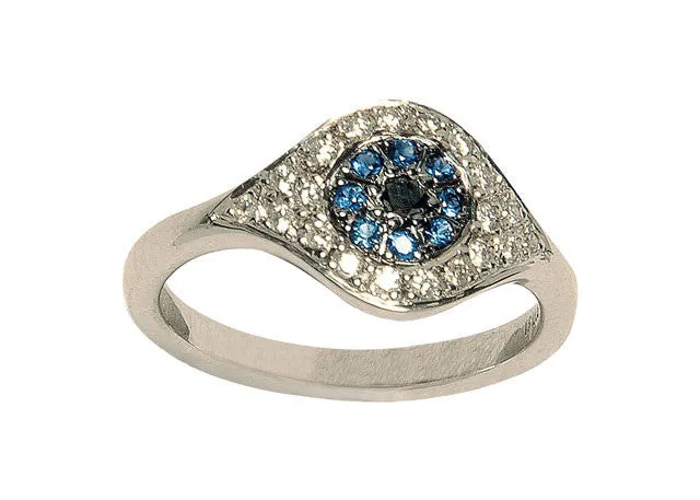 Blue & White Cat's Eye Ring