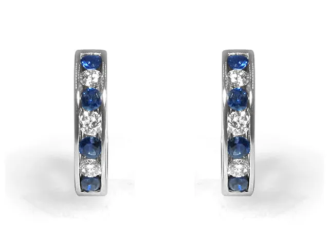 Blue Sapphire and Diamond Huggies