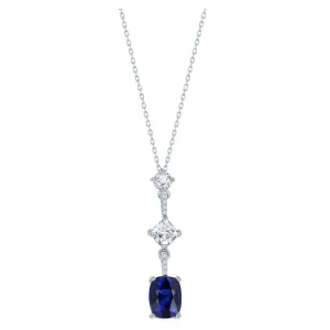 Blue Sapphire Drop Line Necklace
