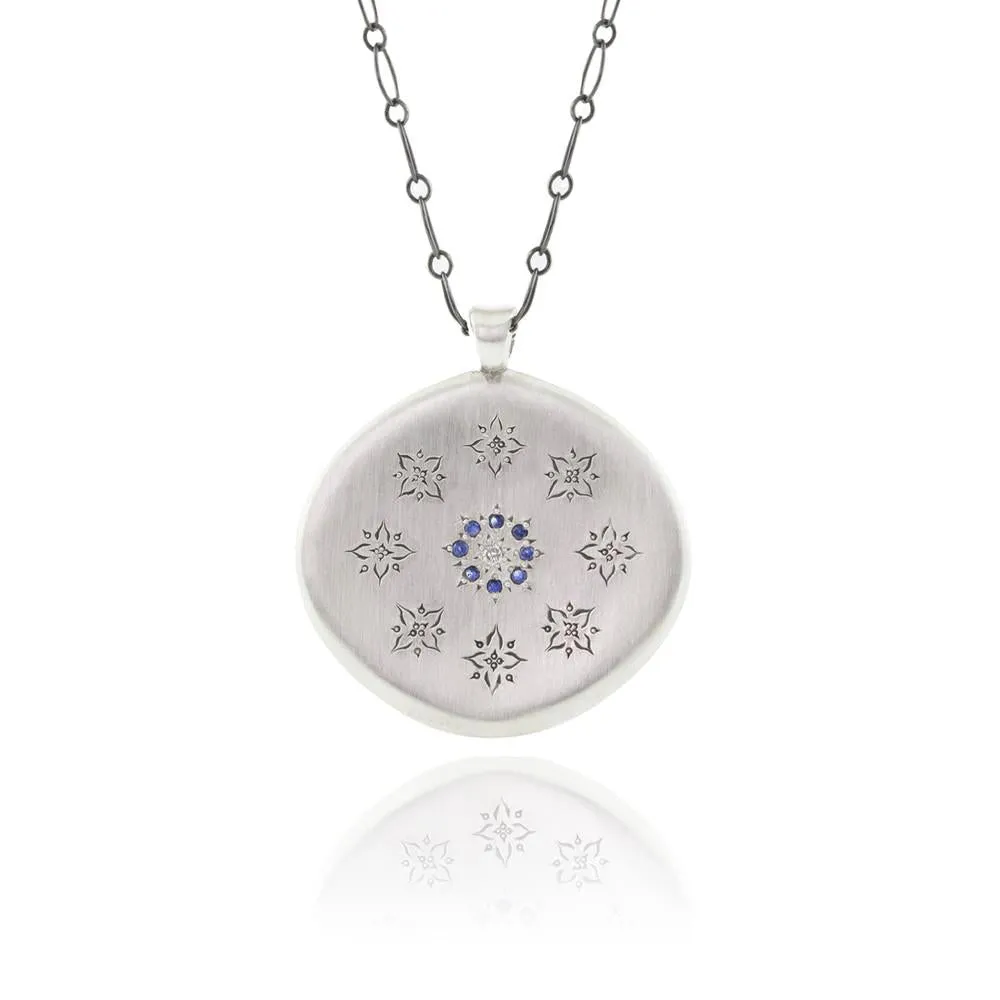 Blue Sapphire Floral Cluster Pendant
