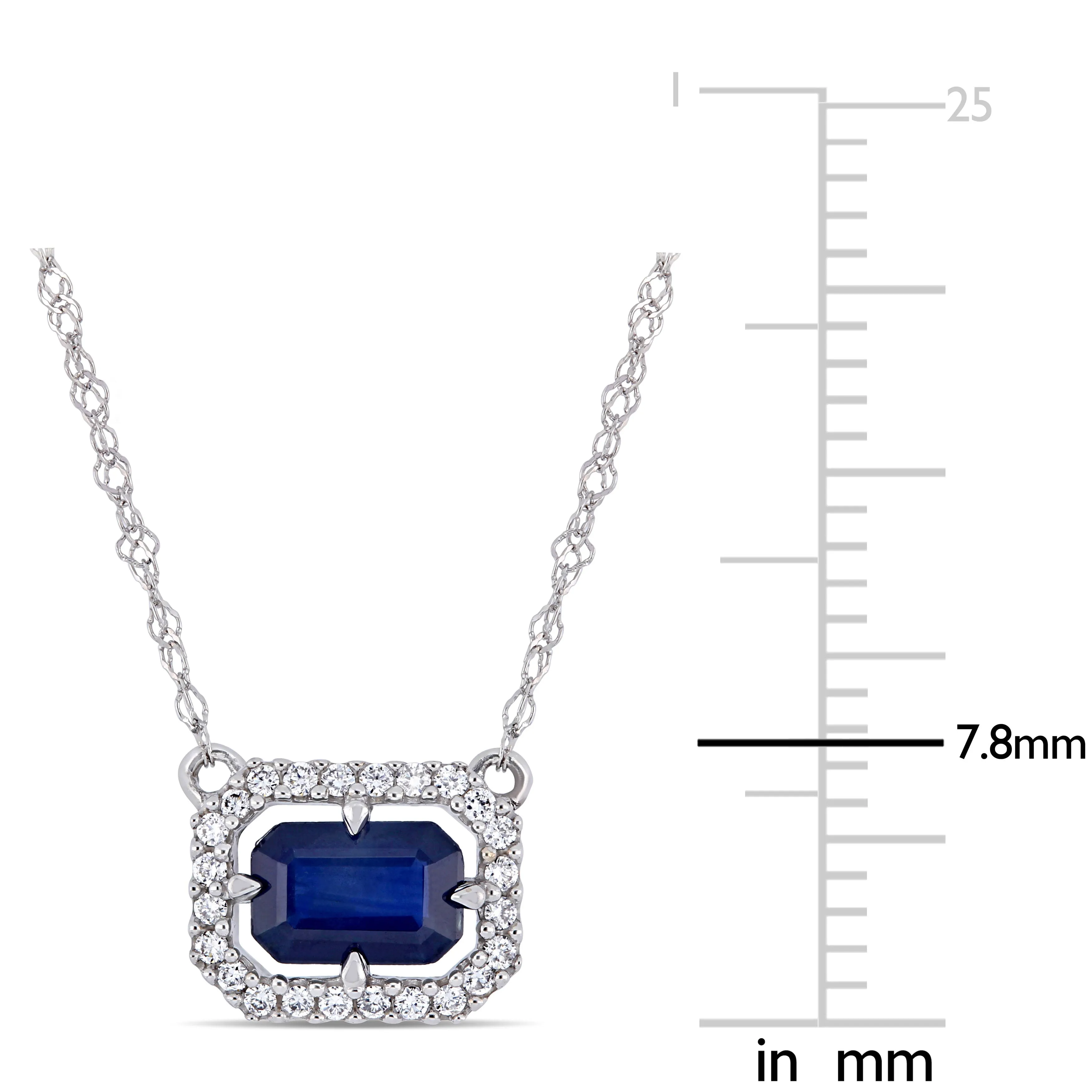 Blue Sapphire Halo Station Necklace