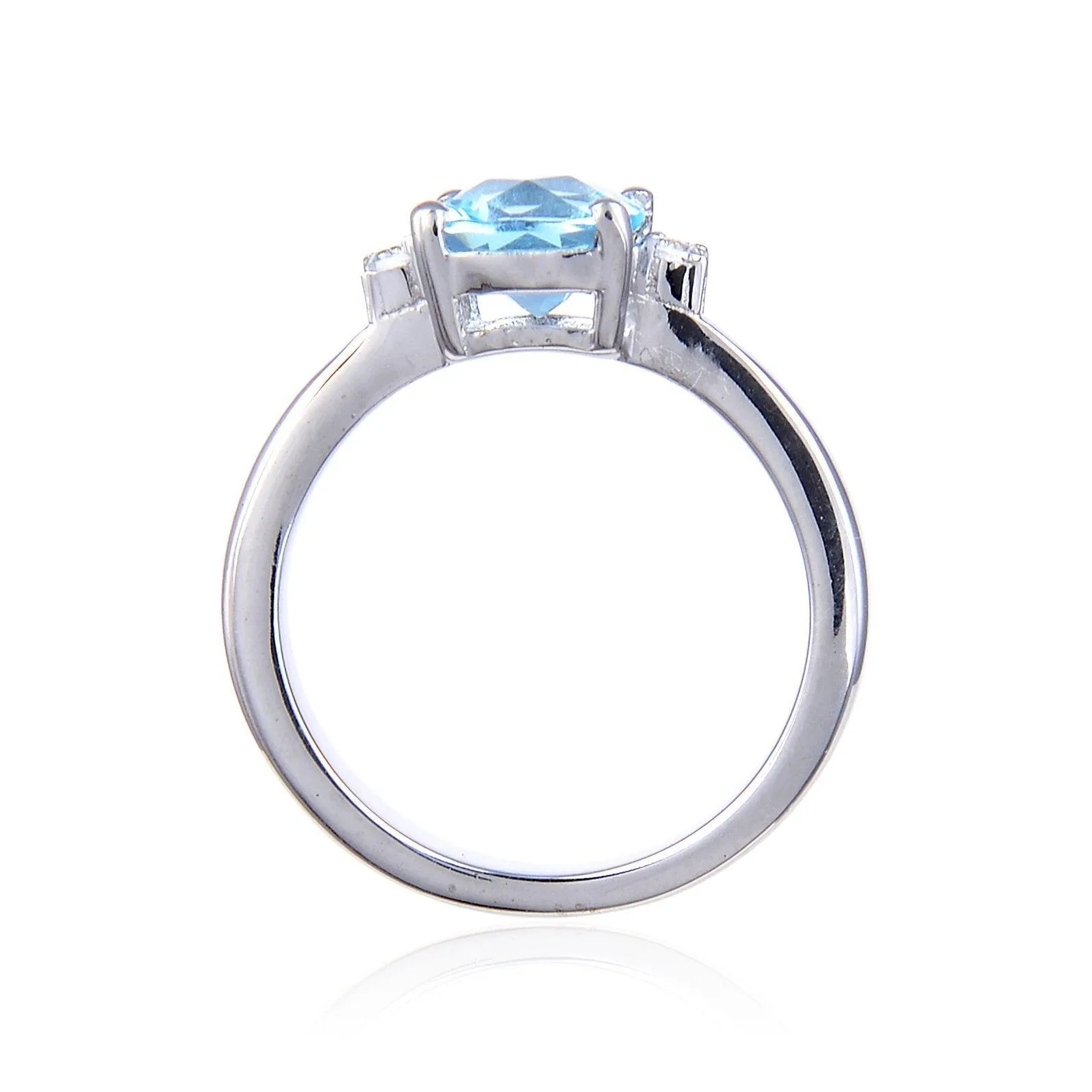 Blue Topaz Thick Band Cushion Ring
