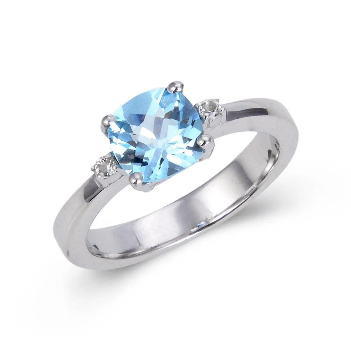 Blue Topaz Thick Band Cushion Ring