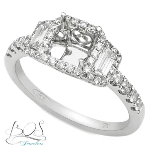 Braulia Trapezoid Diamond Halo Semi-Mount Engagement Ring 18K White Gold