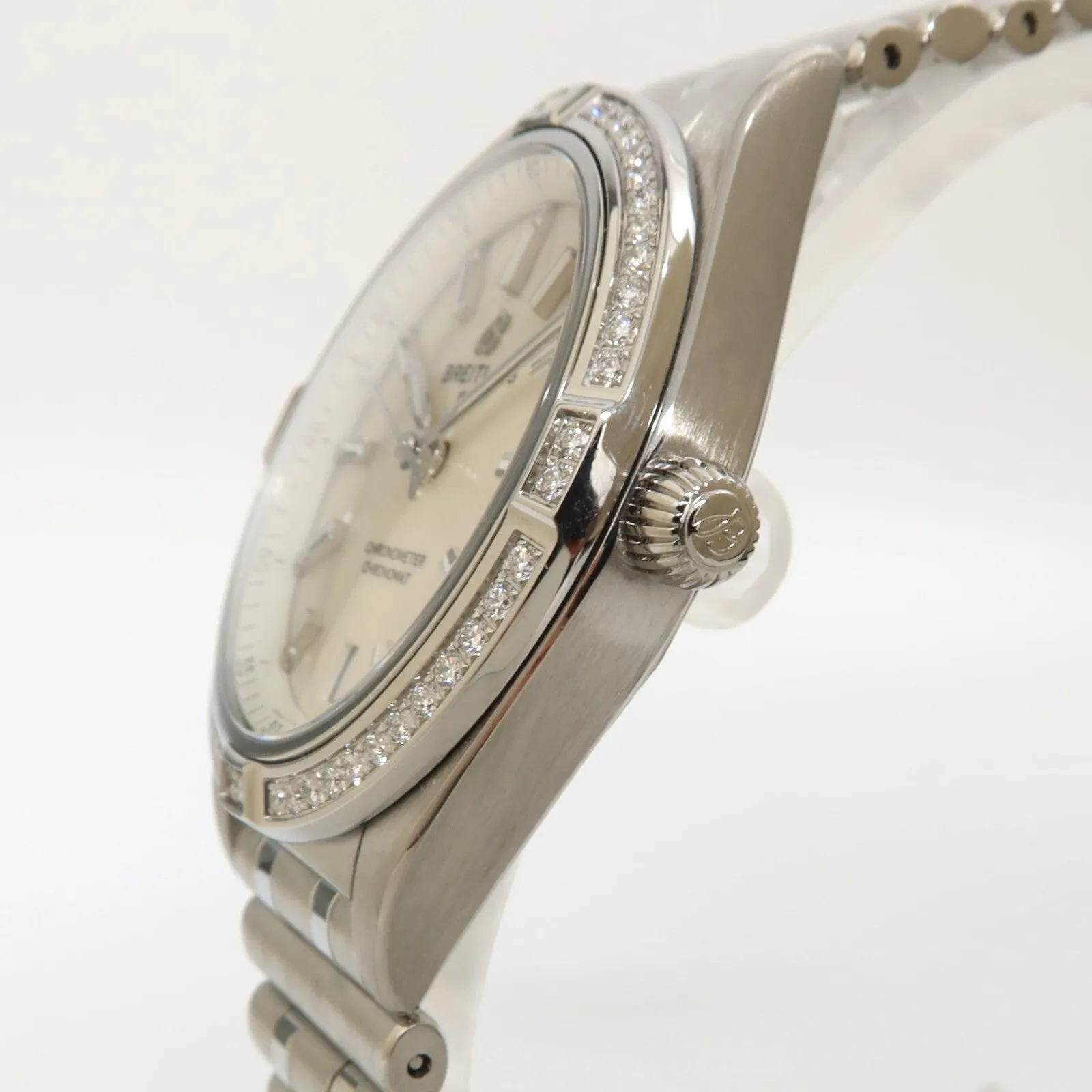 Breitling Chronomat Automatic 36 Silver Dial Factory Diamond Bezel Steel A10380