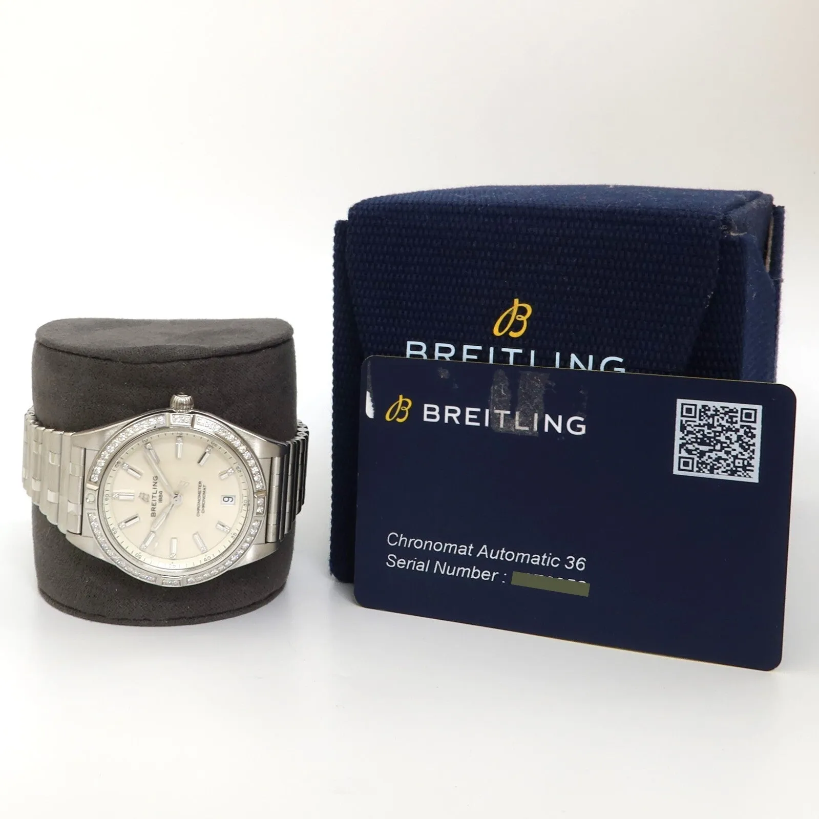 Breitling Chronomat Automatic 36 Silver Dial Factory Diamond Bezel Steel A10380