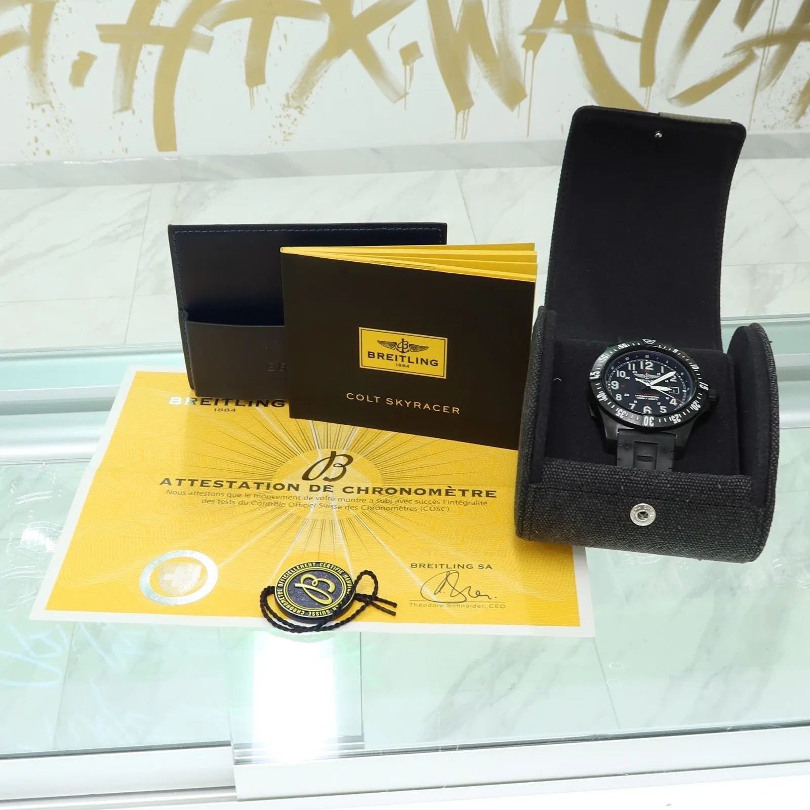 Breitling Colt Skyracer Carbon Fiber Quartz 45MM Black Dial Rubber X74320