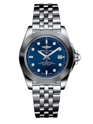 Breitling Galactic Quartz Diamond Blue Dial Ladies Watch W7133012-C966-792A