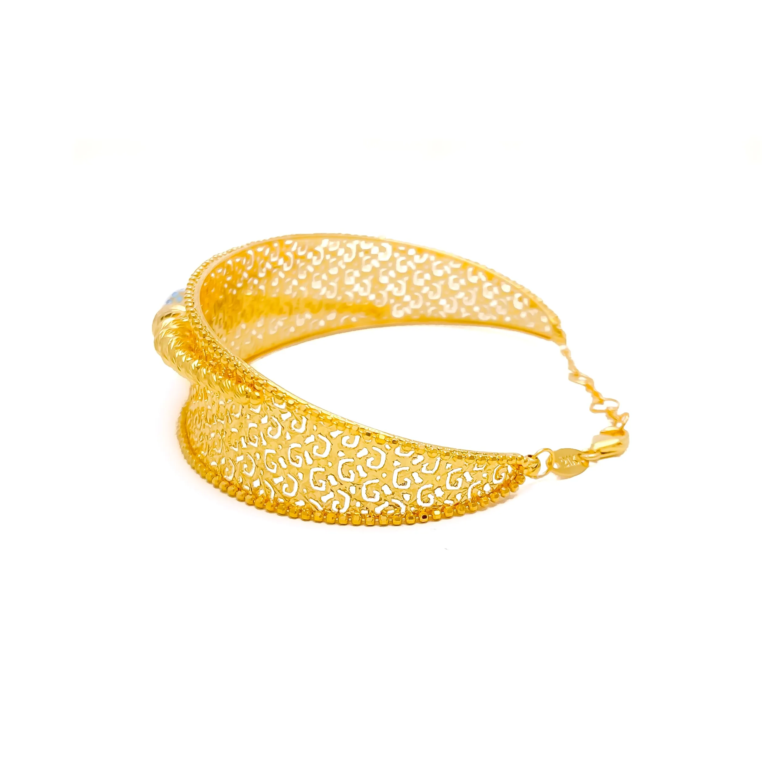 Bright Luminous Signature 21K Gold Bangle Bracelet