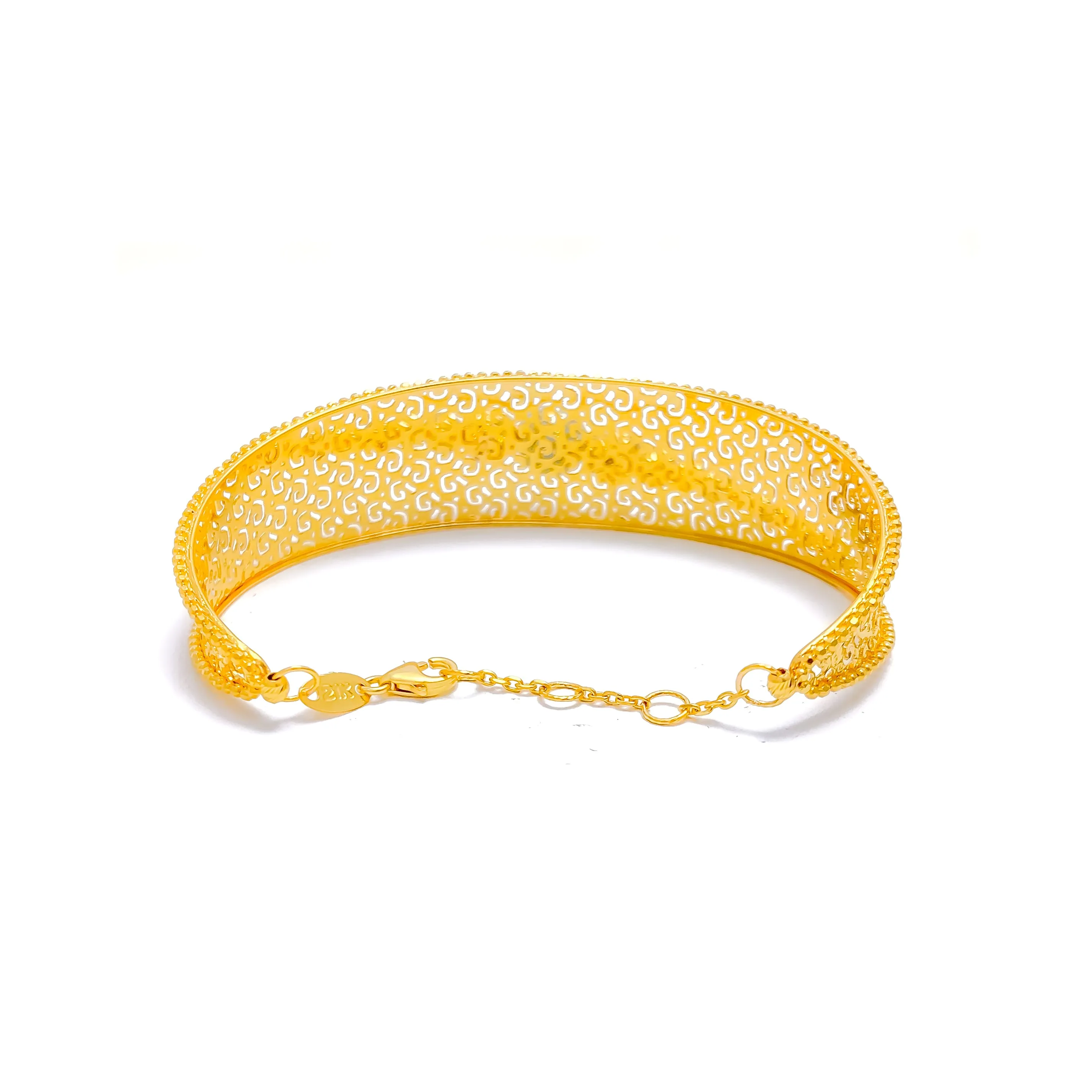 Bright Luminous Signature 21K Gold Bangle Bracelet