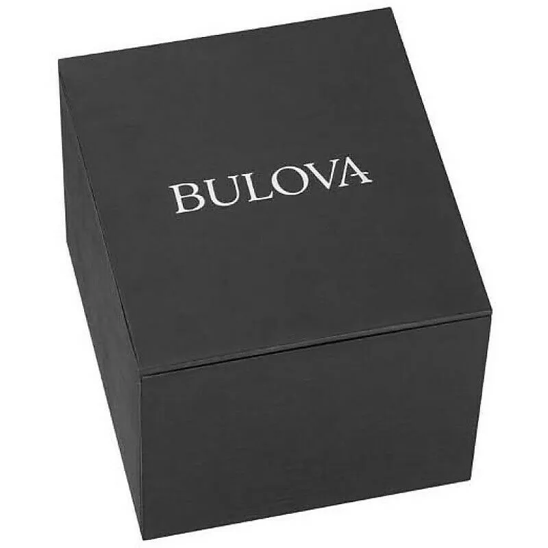 Bulova Crystal Quartz Black Dial Black Leather Ladies Watch 96L246