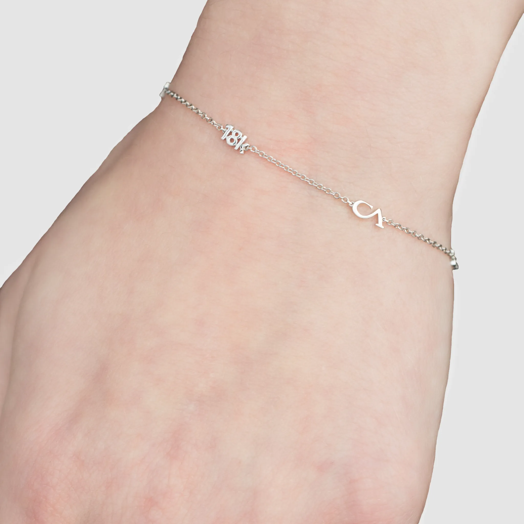 CA "CA and 18K" Logo 18 Karat White Gold Bracelet