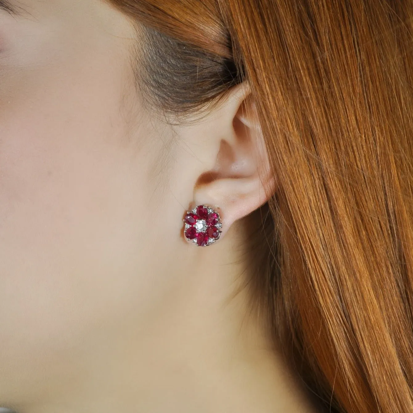 Camellia Ruby Stud Earrings