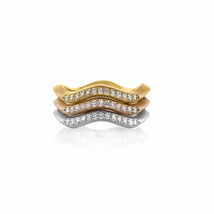 Canyon Stack Rings with Diamonds