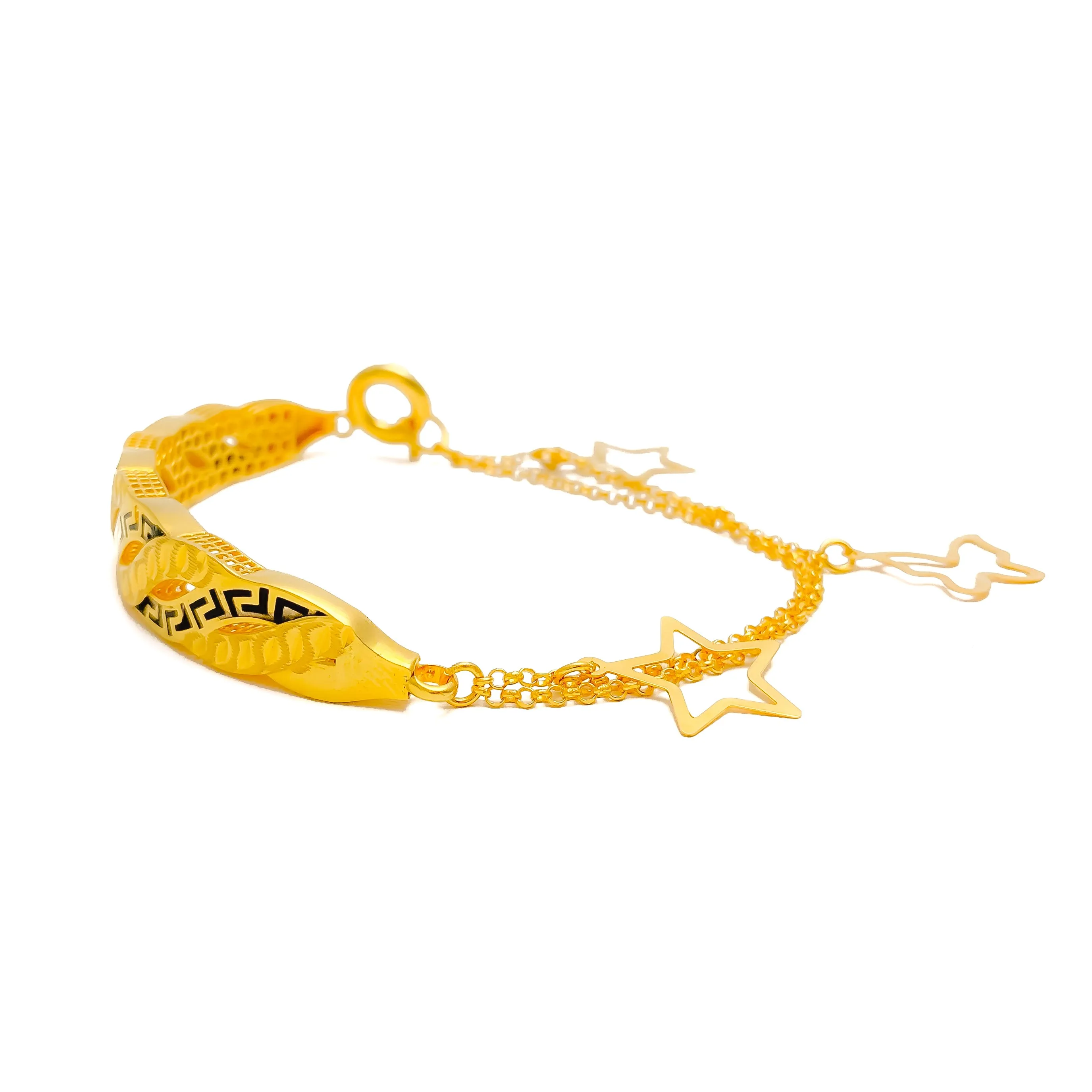 Captivating Alternating Curve 21K Gold Flexi Bangle Bracelet