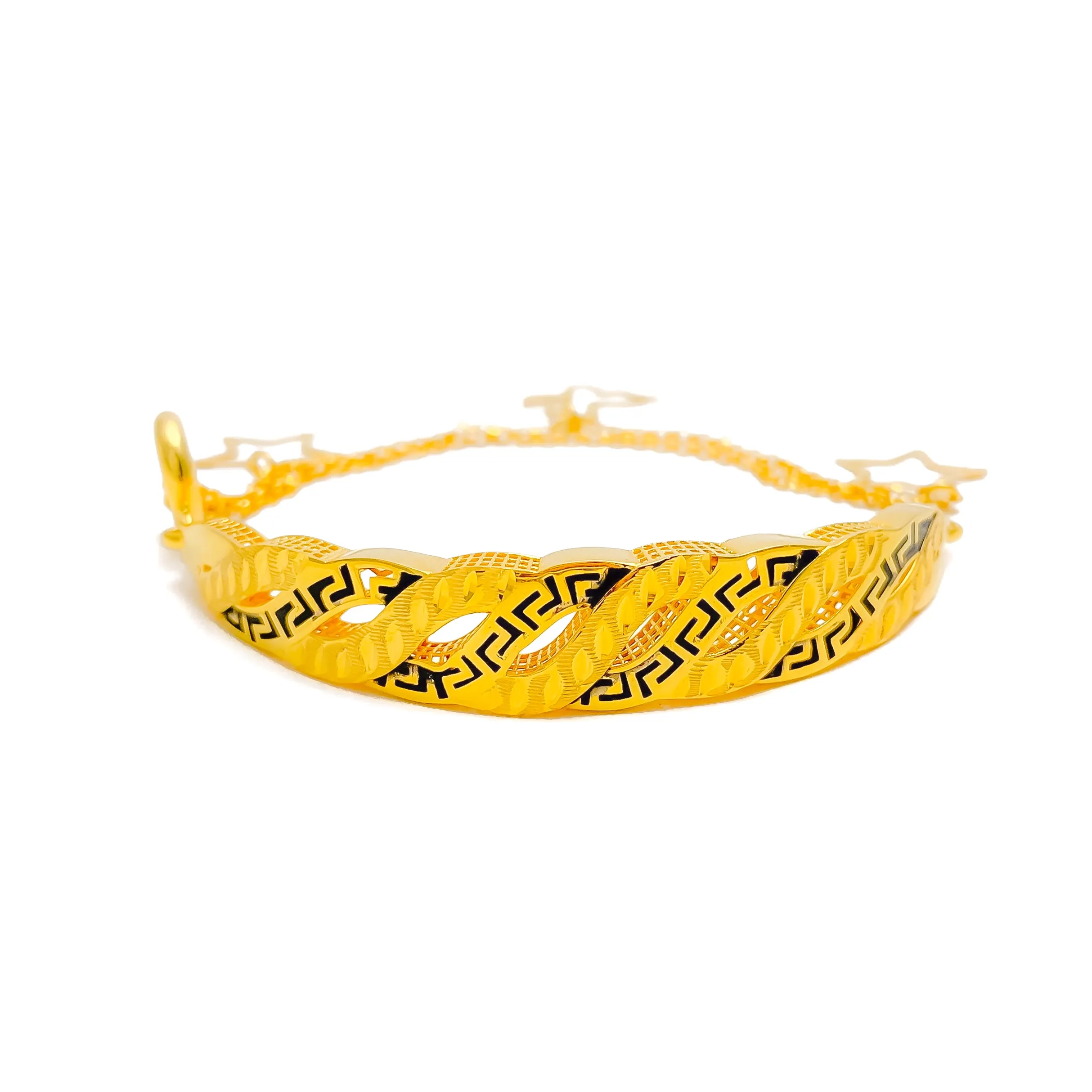 Captivating Alternating Curve 21K Gold Flexi Bangle Bracelet